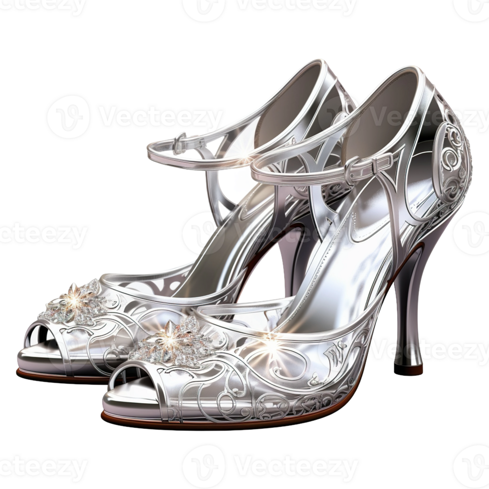 silver shoes on transparent background png