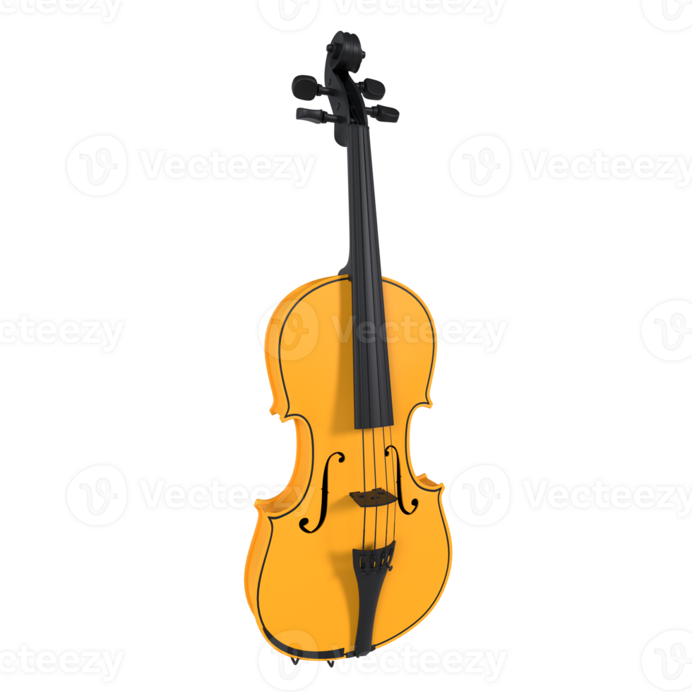 Colorful 3D rendering of a classic violin on transparent png