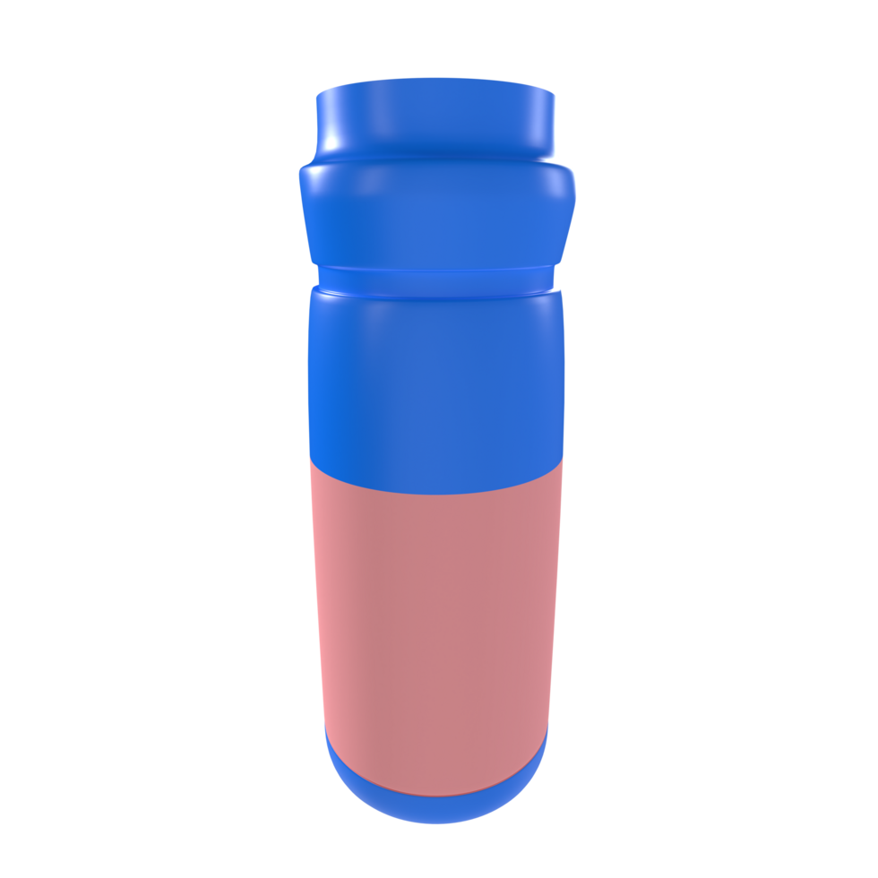 Stylish insulated bottle design with blue and pink color scheme png