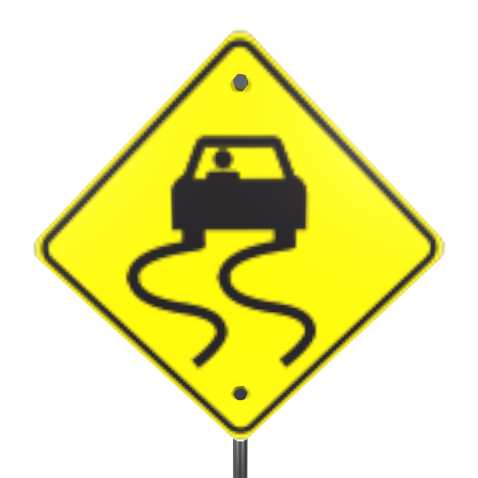 Slippery road sign with vehicle png