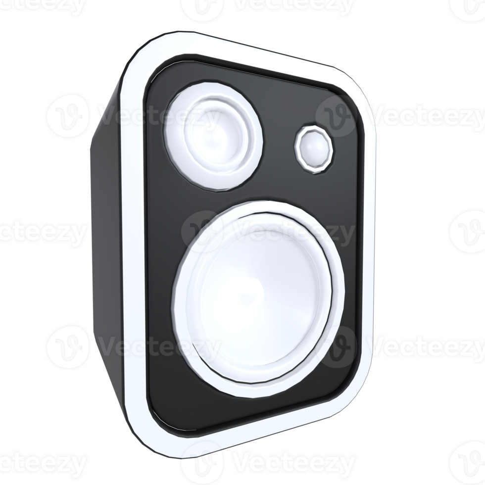 Stylish black and white 3D rendering of modern audio speaker design png