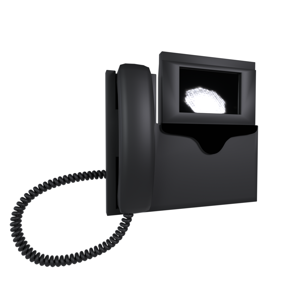 Modern black wall-mounted phone with a sleek design for office use png