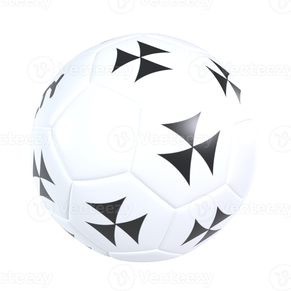 3D rendering of a soccer ball with distinctive black png