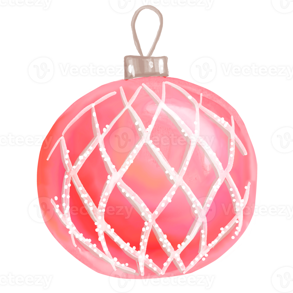 Red Bubble. Christmas decoration. Watercolour clipart png