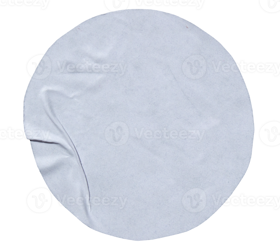 White adhesive glued round paper sticker label with transparent background cut out design element png