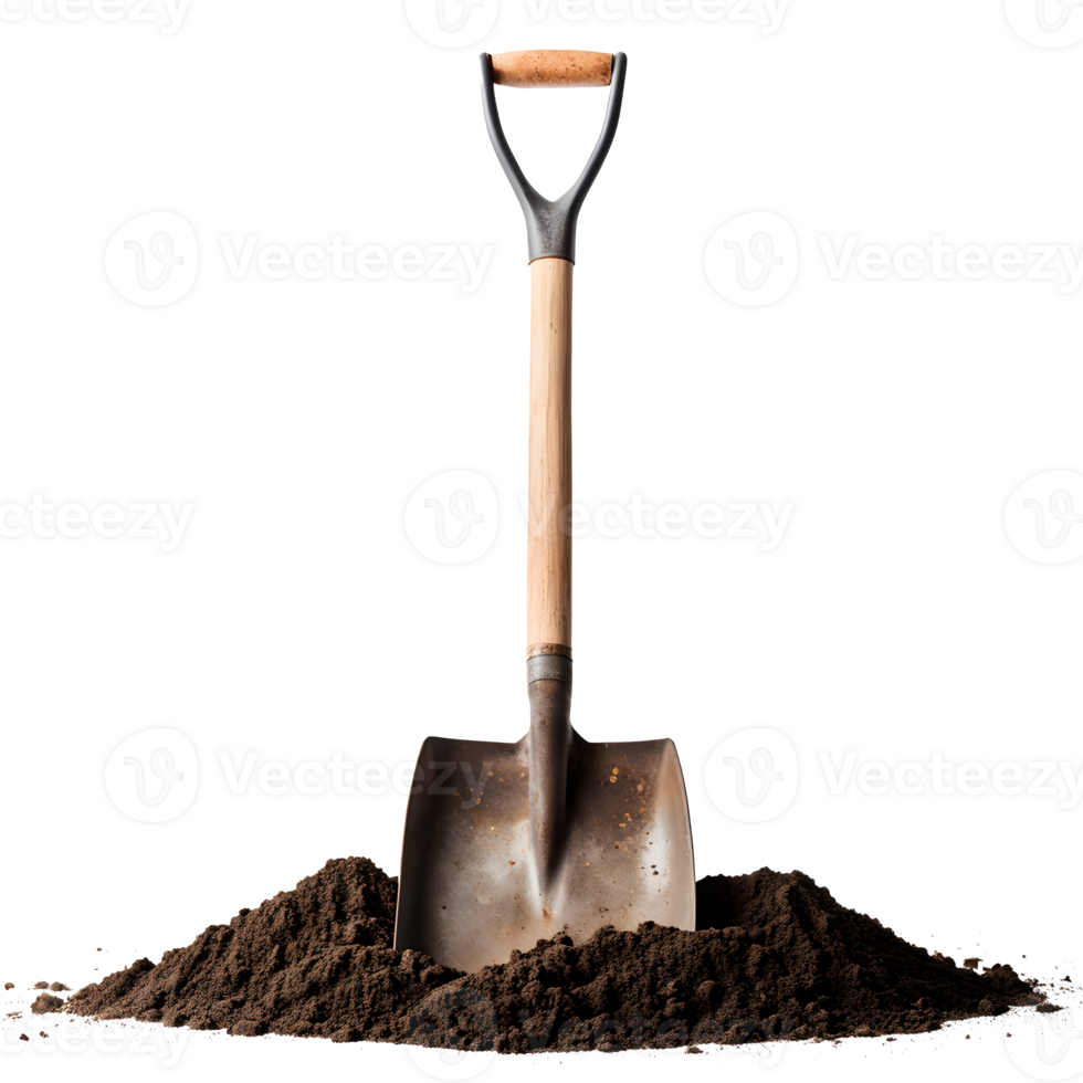 shovel in soil isolated on transparent background png
