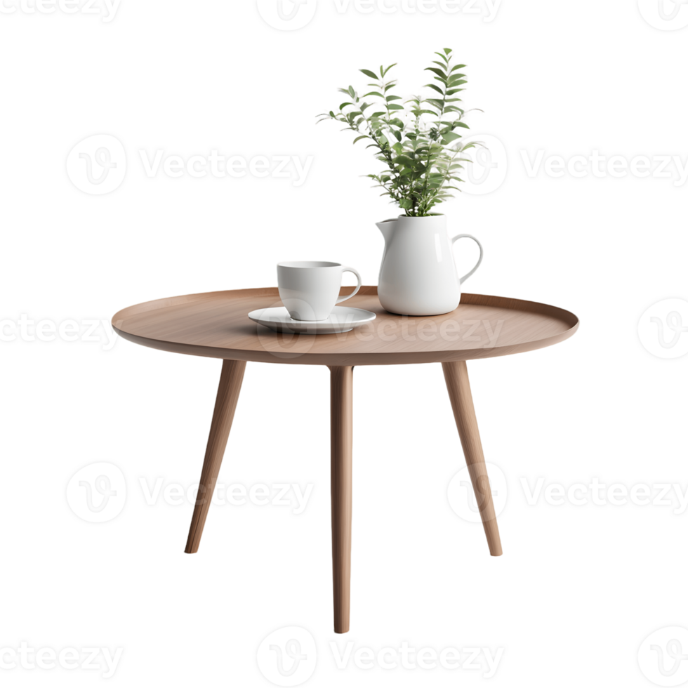 3D coffee table design isolated on transparent background png