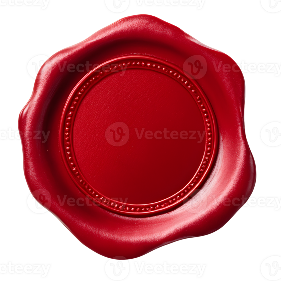 red wax seal with empty area isolated on transparent background png