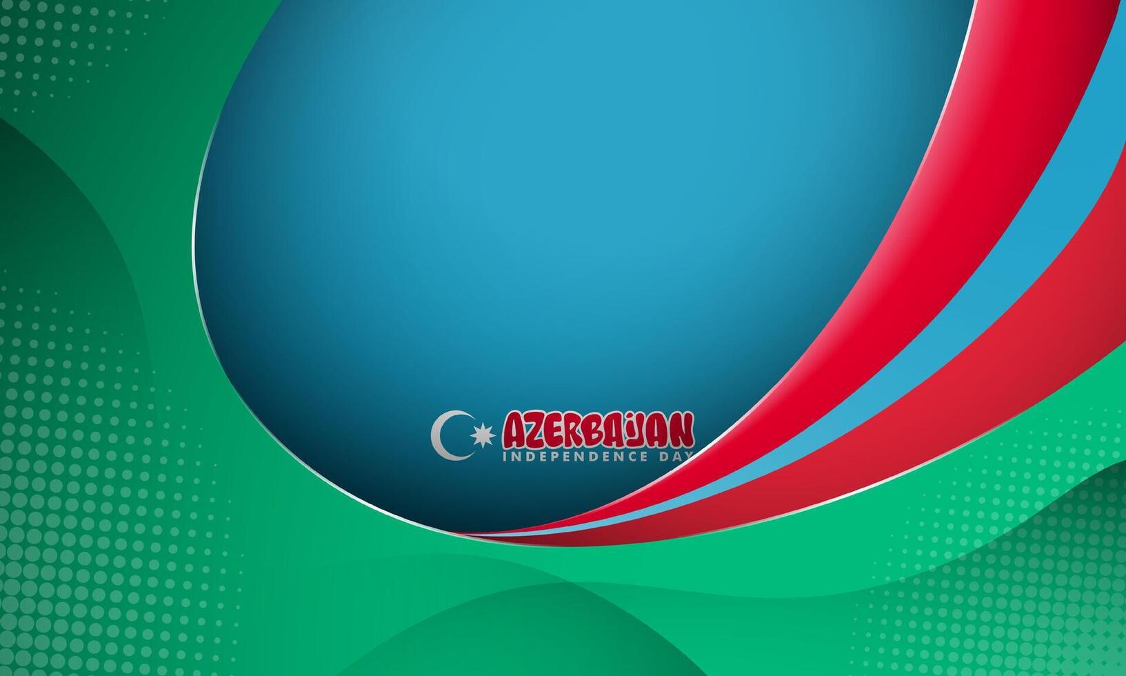 Azerbaijan background with waving red blue shape design with shadow from green shape. Day of Restoration of Independence of Azerbaijan vector