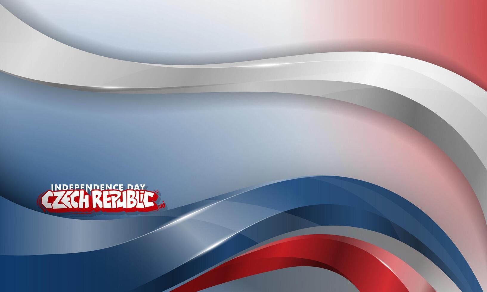 Waving shape of white blue and red in 3d effect design. Czech republic independence day background vector
