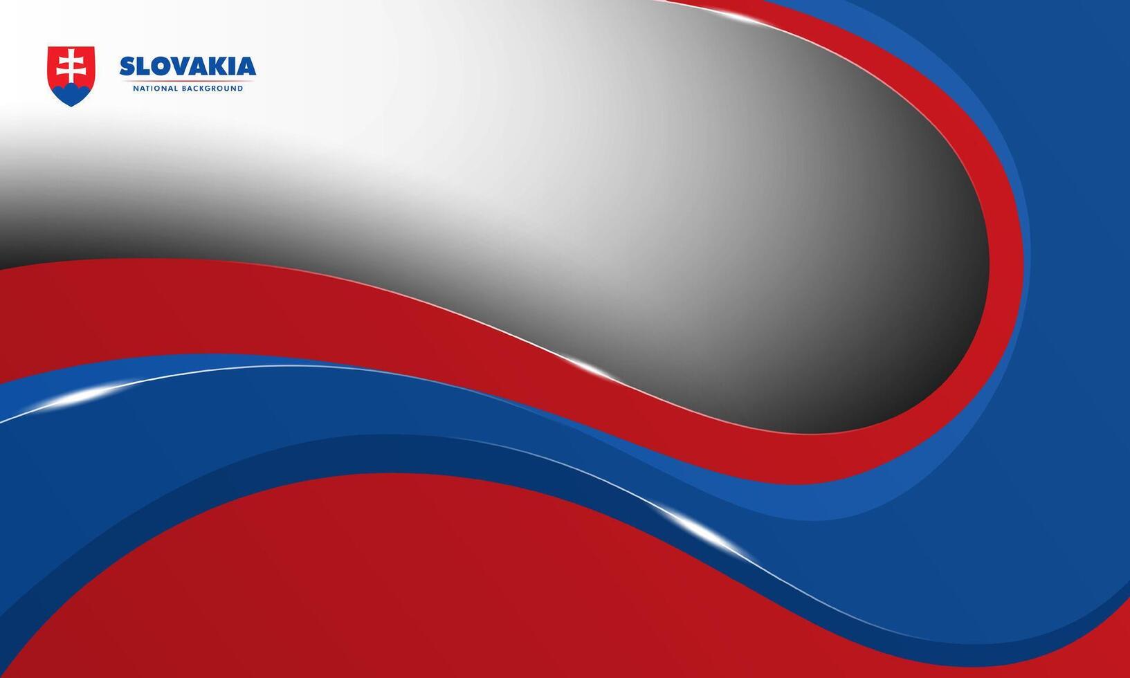 Slovak national background with wavy blue shape in 3d style on wavy red shape on white background. Slovakia independence day campaign design vector