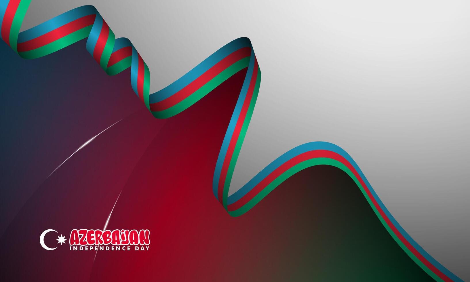 Waving azerbaijan's long flag design with gradient background of blue red and green. Day of Restoration of Independence of Azerbaijan vector