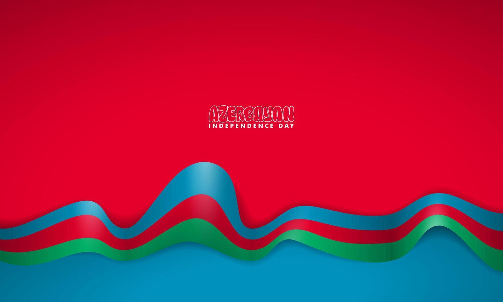 Azerbaijan's long flag fluttering irregularly with a red and blue background for Day of Restoration of Independence of Azerbaijan vector