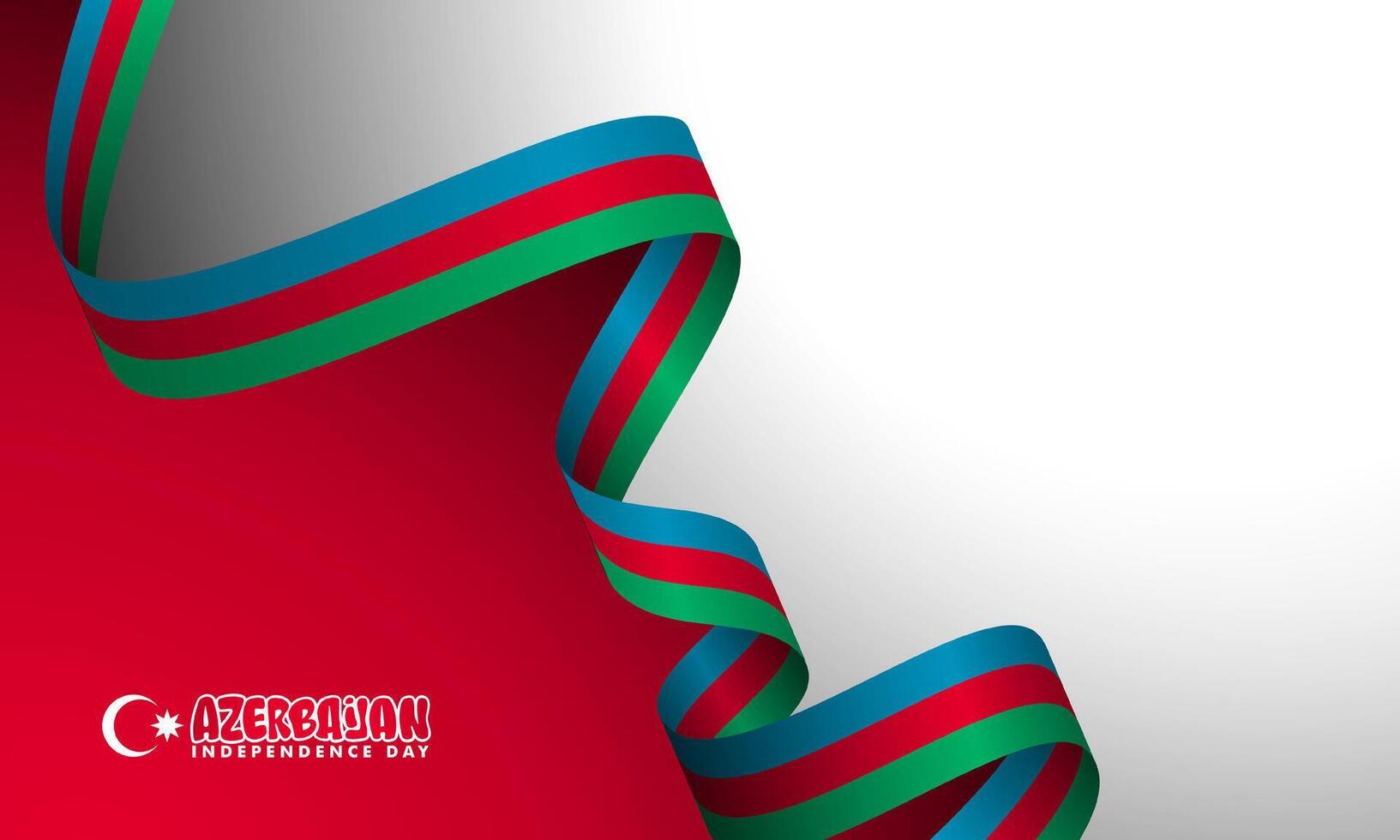 Waving Azerbaijan long flag design on red and white background. Azerbaijan independence day. Also good template for Azerbaijan national day vector