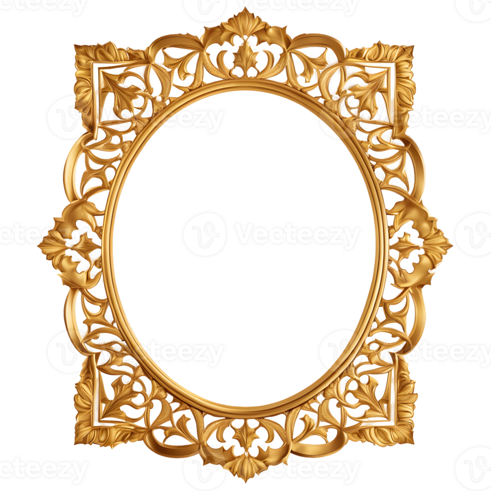 arabic ornamental gold frame isolated on transparent background png