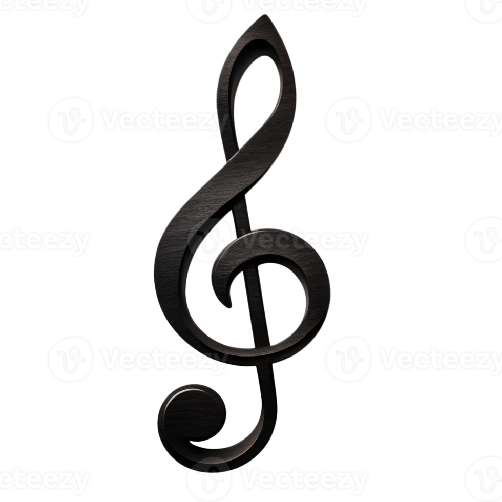 black treble clef isolated on transparent background png