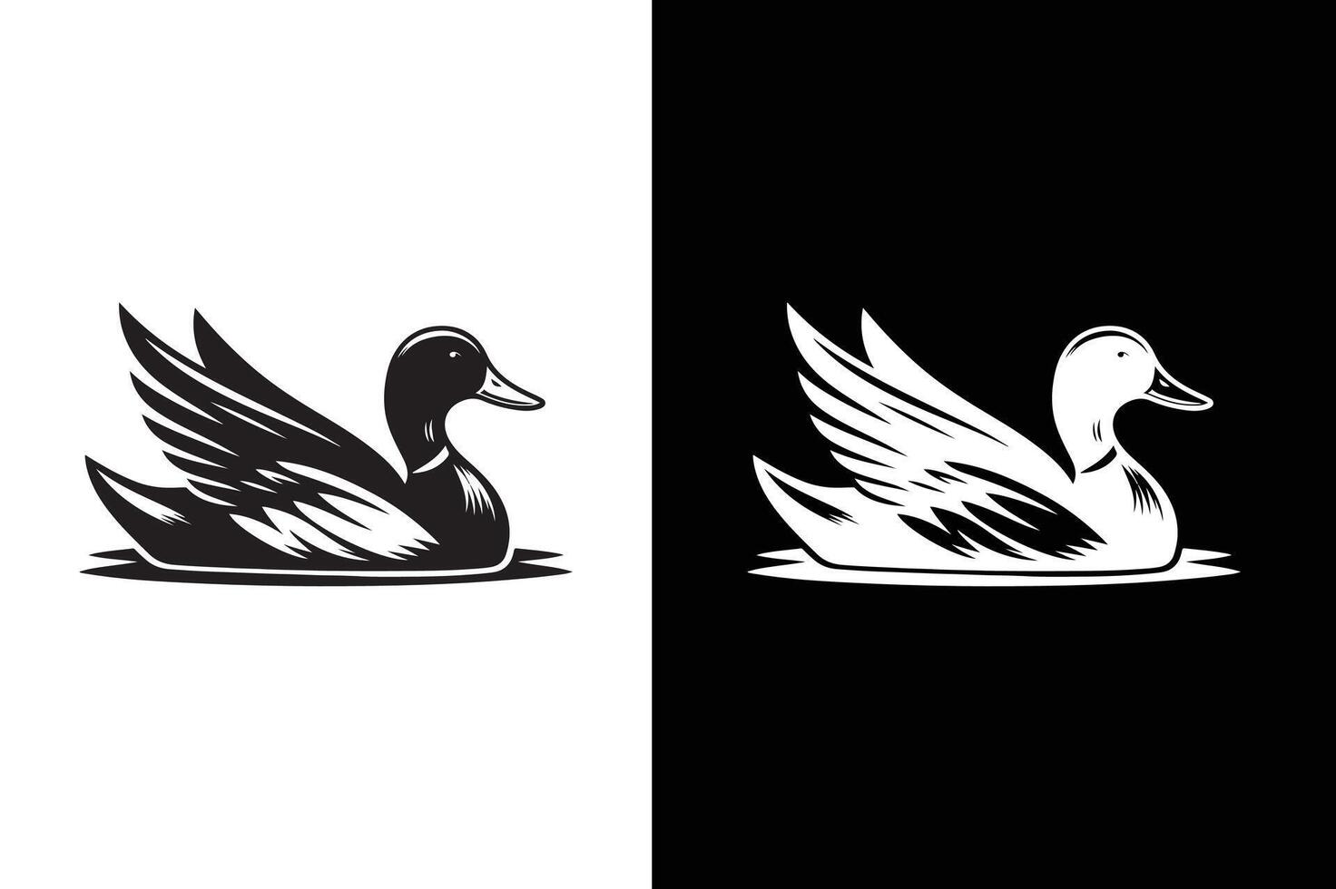 Duck Icon silhouette Flat Design. Simple duck icon design template black white vector