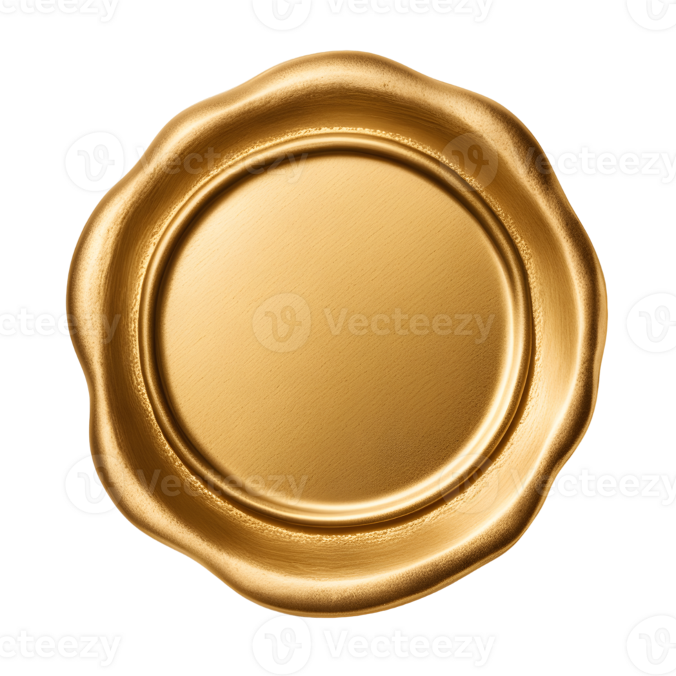 gold wax seal with blank area isolated on transparent background png
