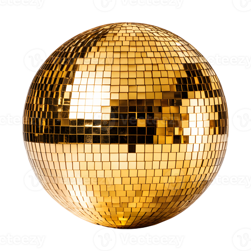 golden disco ball isolated on transparent background png