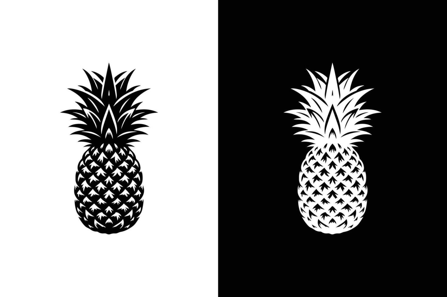 Pineapple fruit icon silhouette design. Pineapple natural food icon. Freshness sweet art black white vector