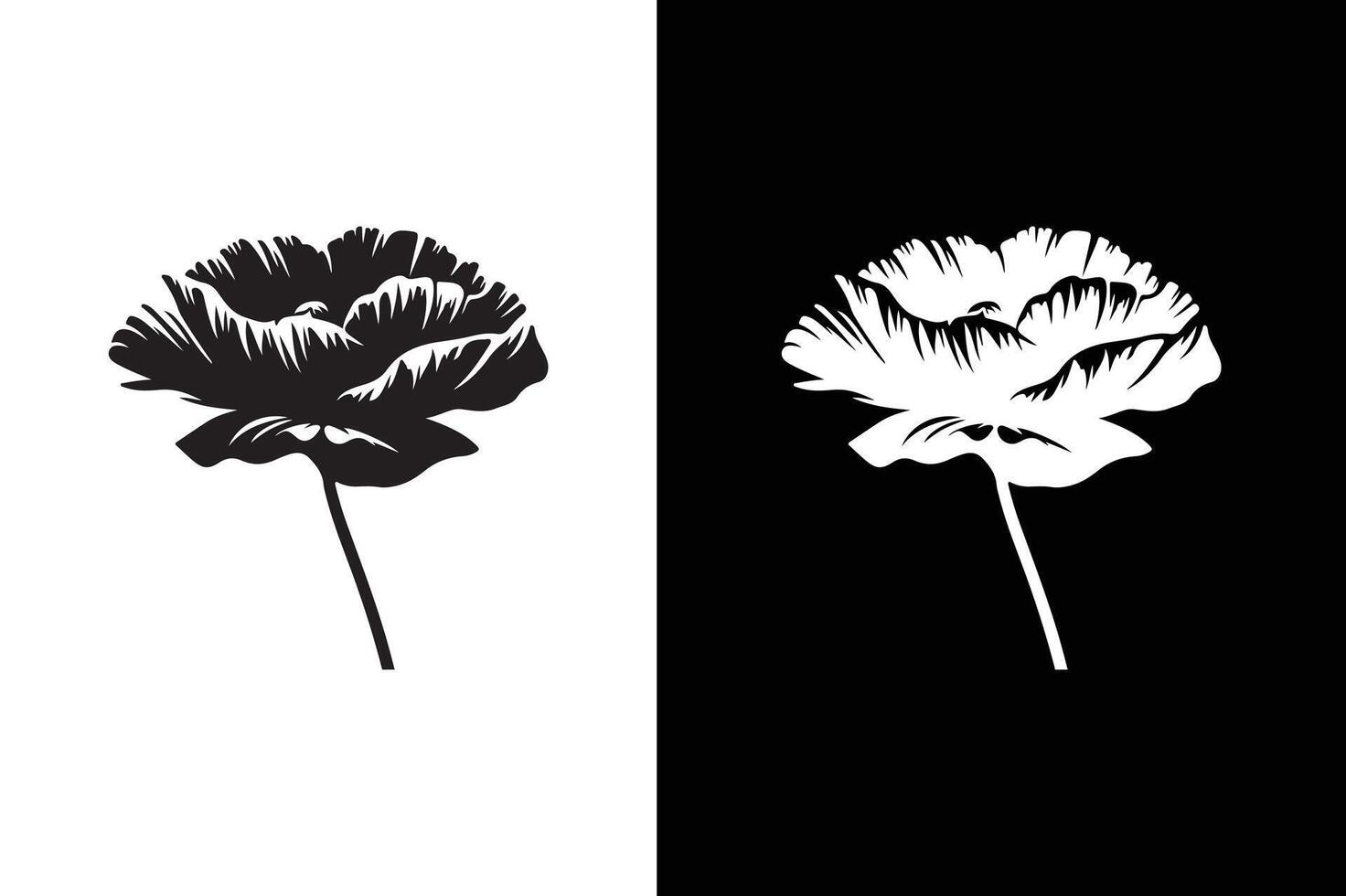 Poppy flower icon silhouette. Poppy flower isolated on white black background vector