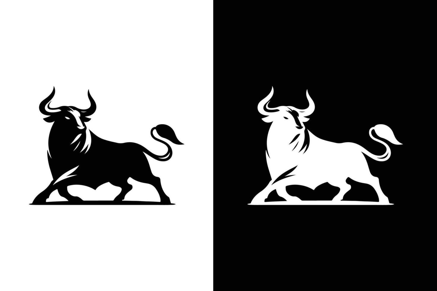Bull silhouette icon. image of animal. Bull template logo black white background. vector
