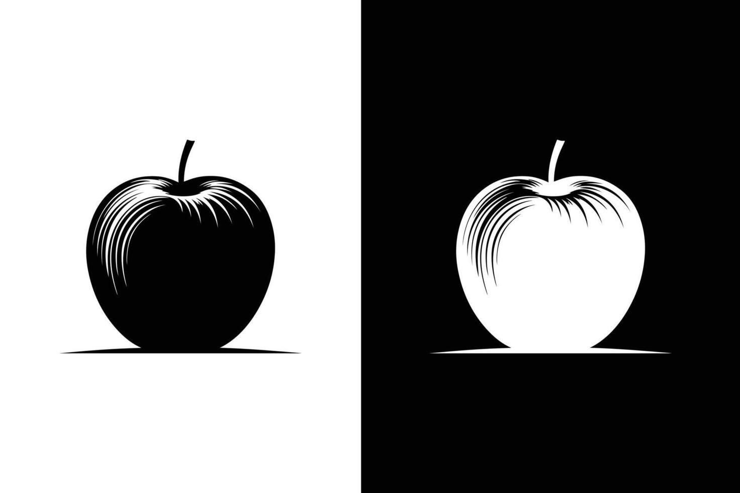 Apple Icon silhouette Flat Graphic Design. Apple shape black white background vector