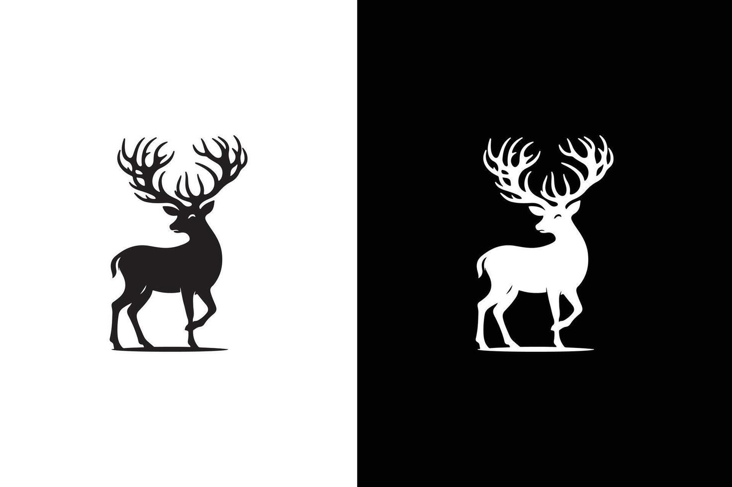 Deer icon silhouette isolated on white black background. vector