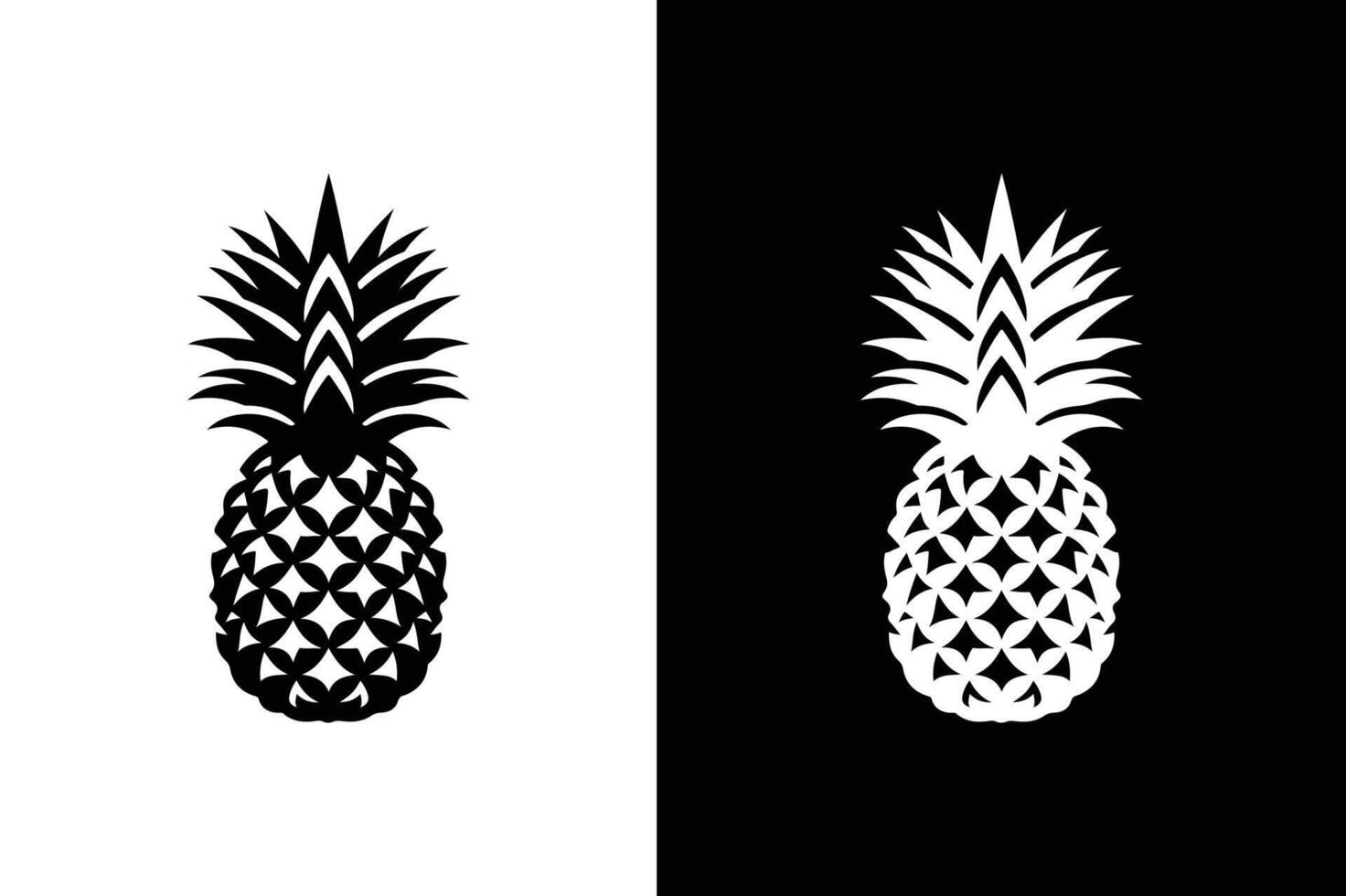 Pineapple fruit icon illustration isolated on white black background vector
