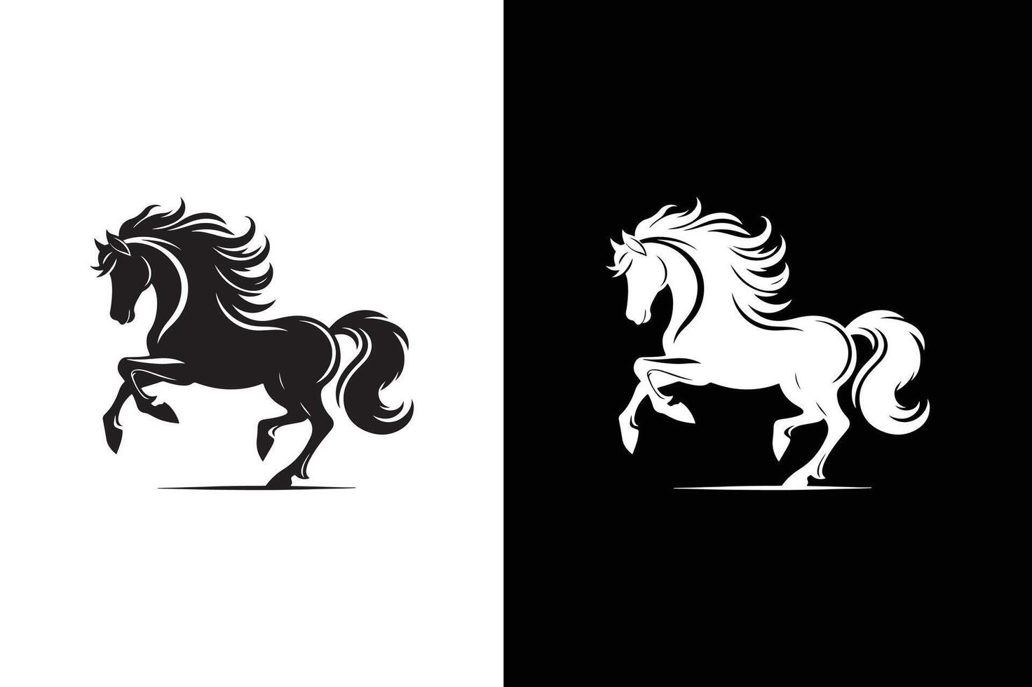 Horse icon silhouette on white black background. illustration of horse vector