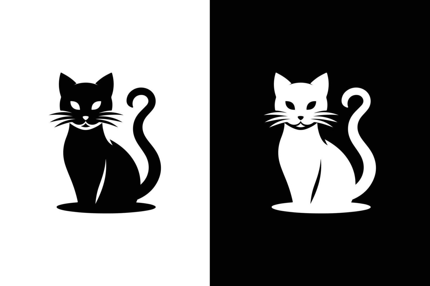 Cat silhouette . Cat solid icon silhouette illustration black background. vector
