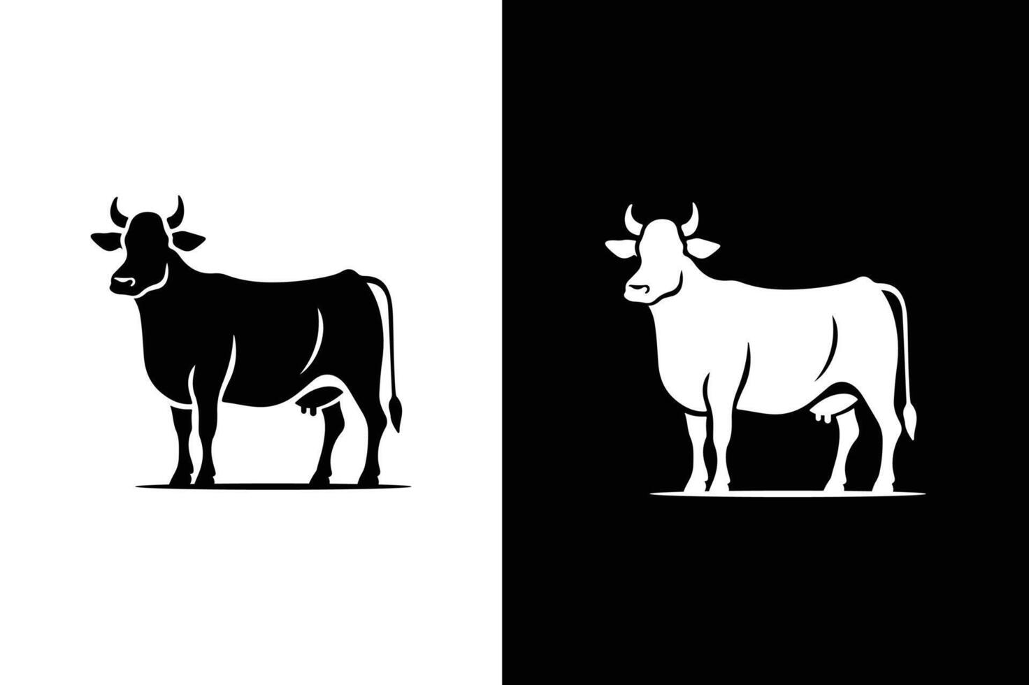 Cow icon silhouette isolated on white black background. Cow black silhouette vector