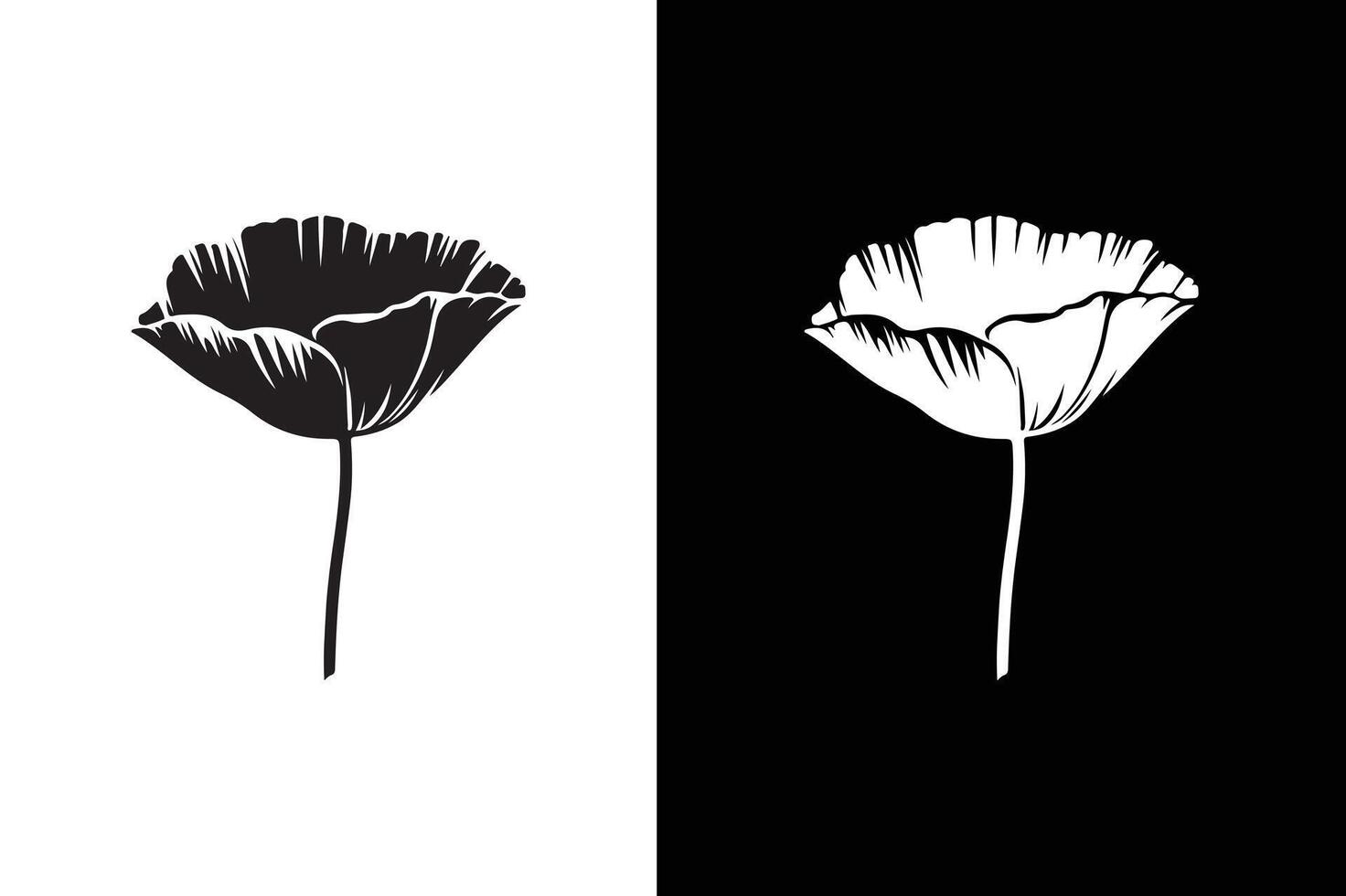 Poppy flower icon silhouette. Poppy flower isolated on white black vector
