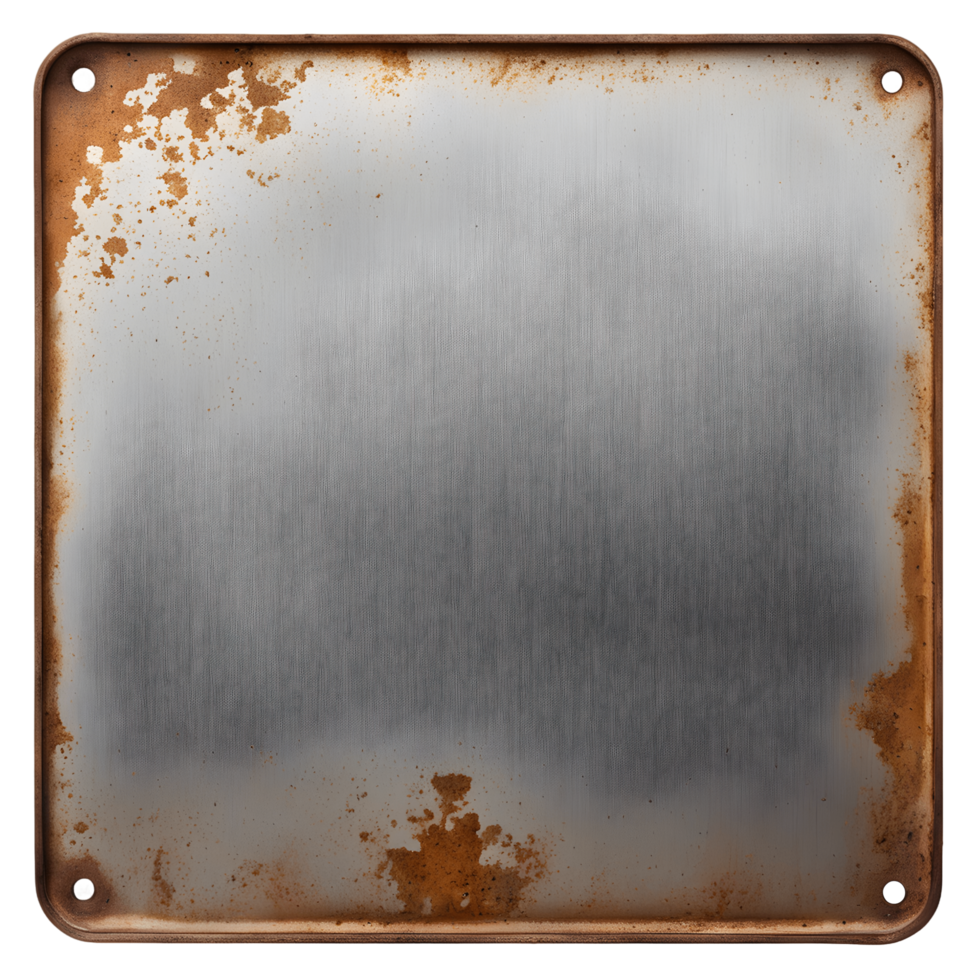 metal plate with rusted surface isolated on transparent background png