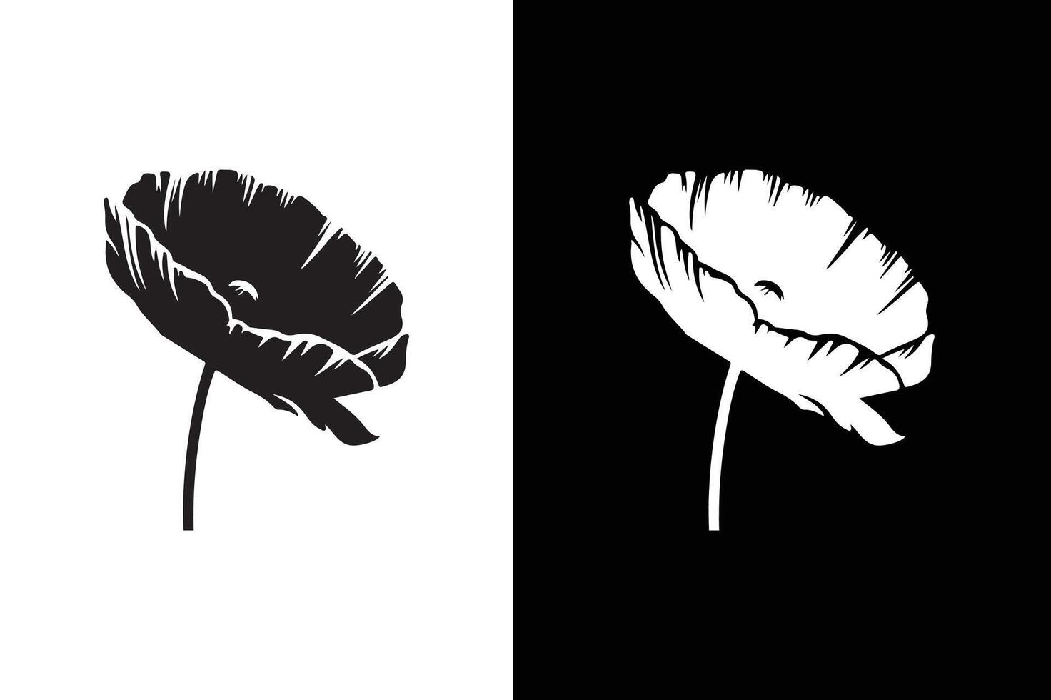 Poppy flower icon silhouette. Poppy flower isolated on white vector