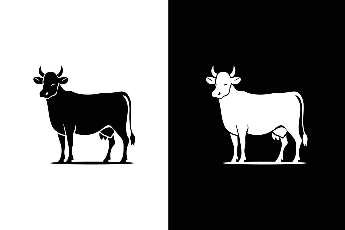 Cow icon silhouette isolated on white black background. Cow black silhouette vector