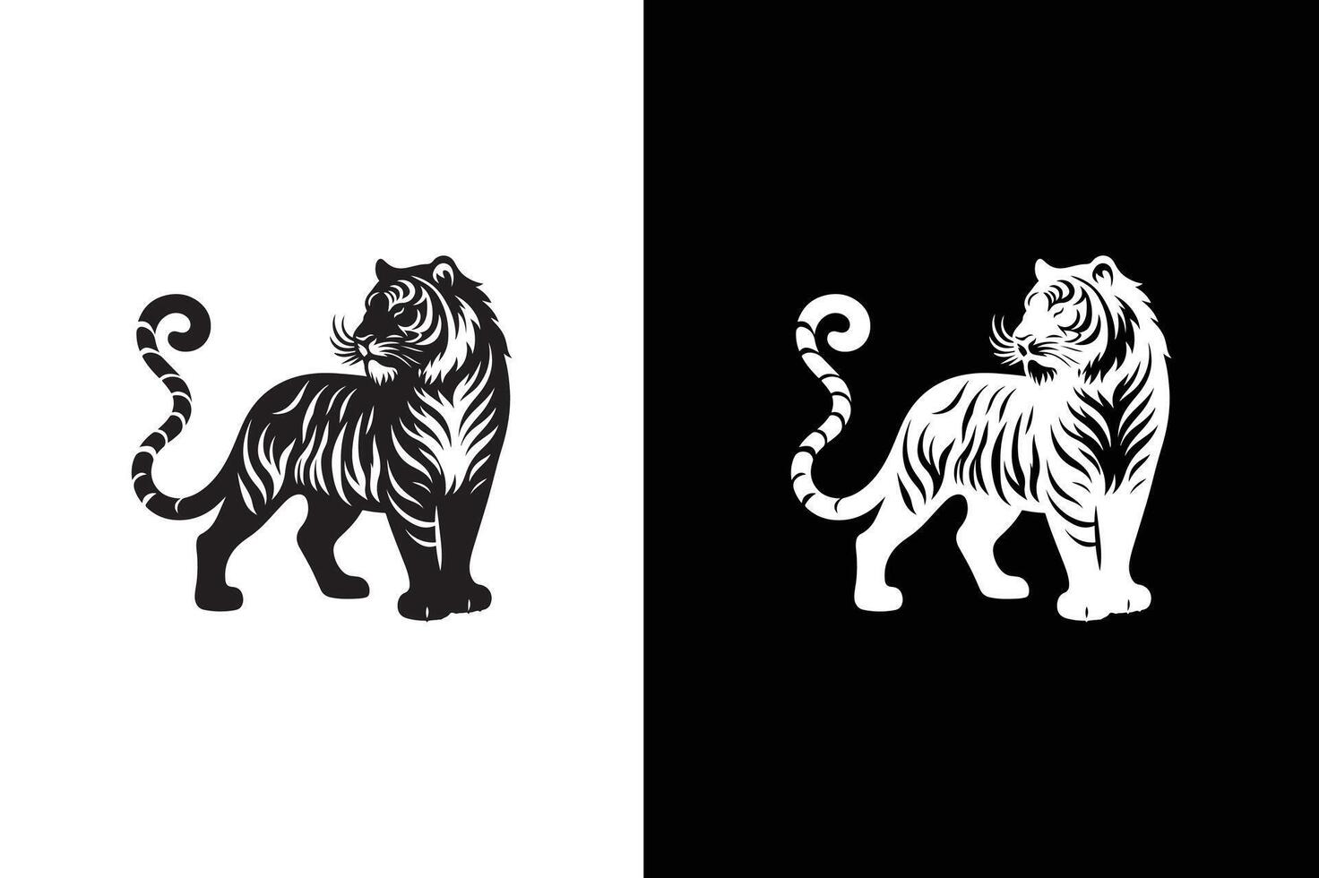 Simple Design icon Silhouette of Tiger Walking . Tiger walking concept illustration vector