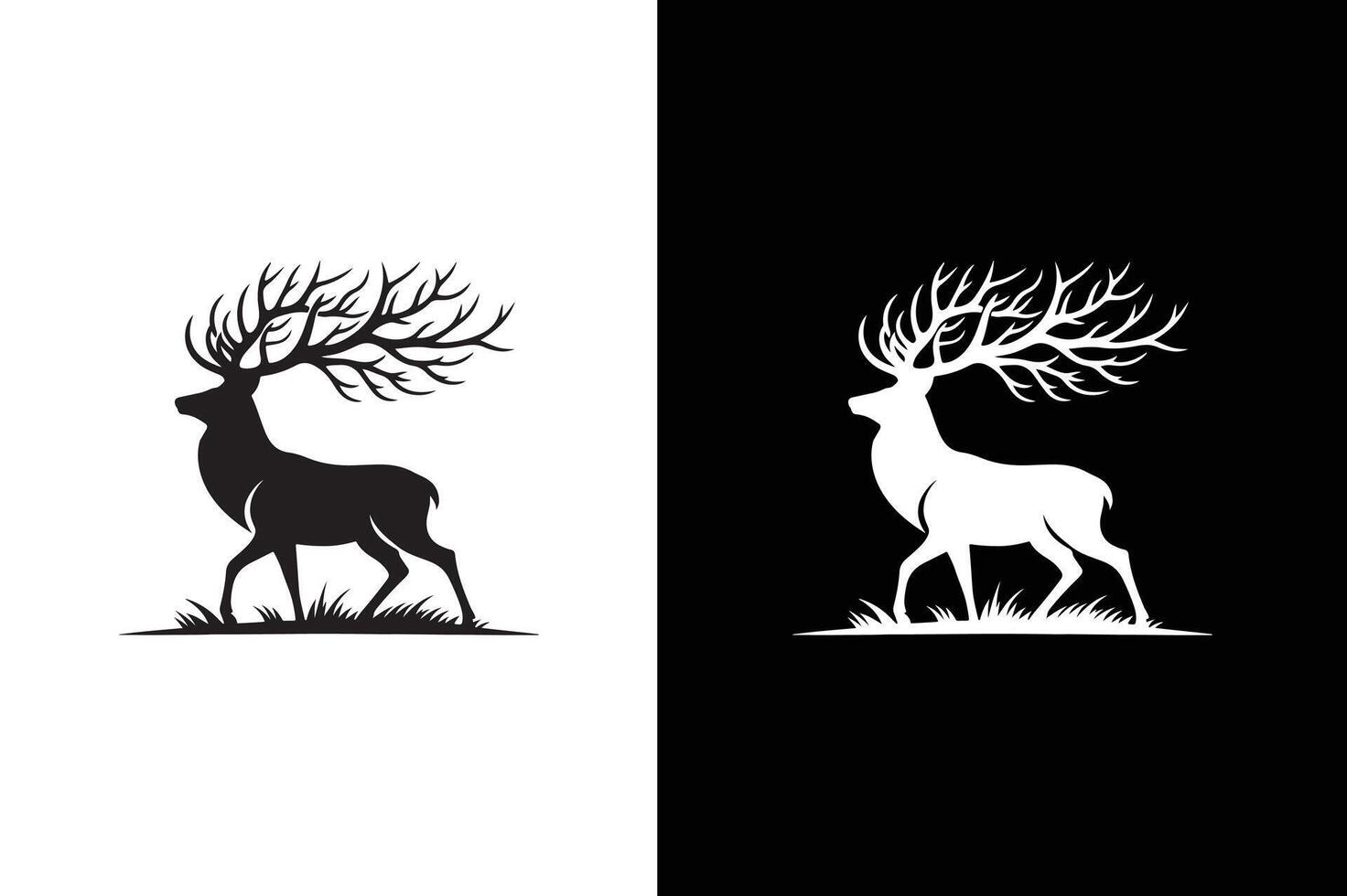 Deer icon silhouette isolated on white black background. vector