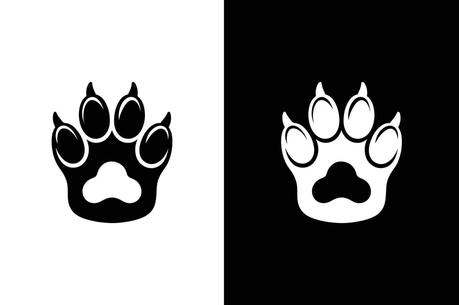 Dog or cat paw print flat icon silhouette illustration. Paw print simple icon black white background vector