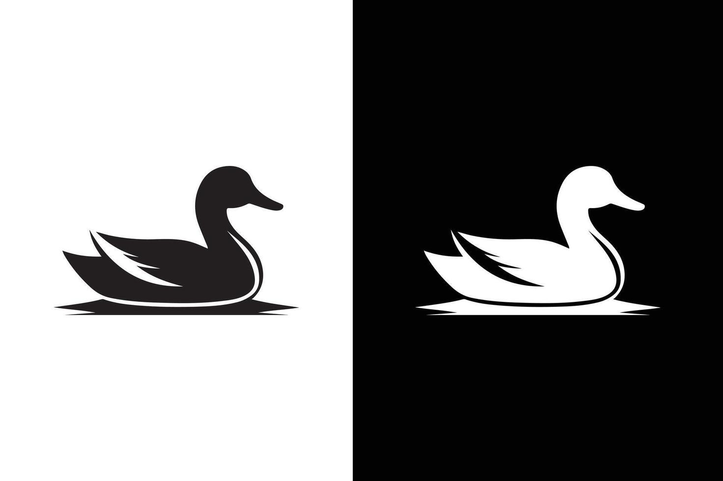 Duck icon silhouette illustration. Duck Icon Flat Design black white background. vector