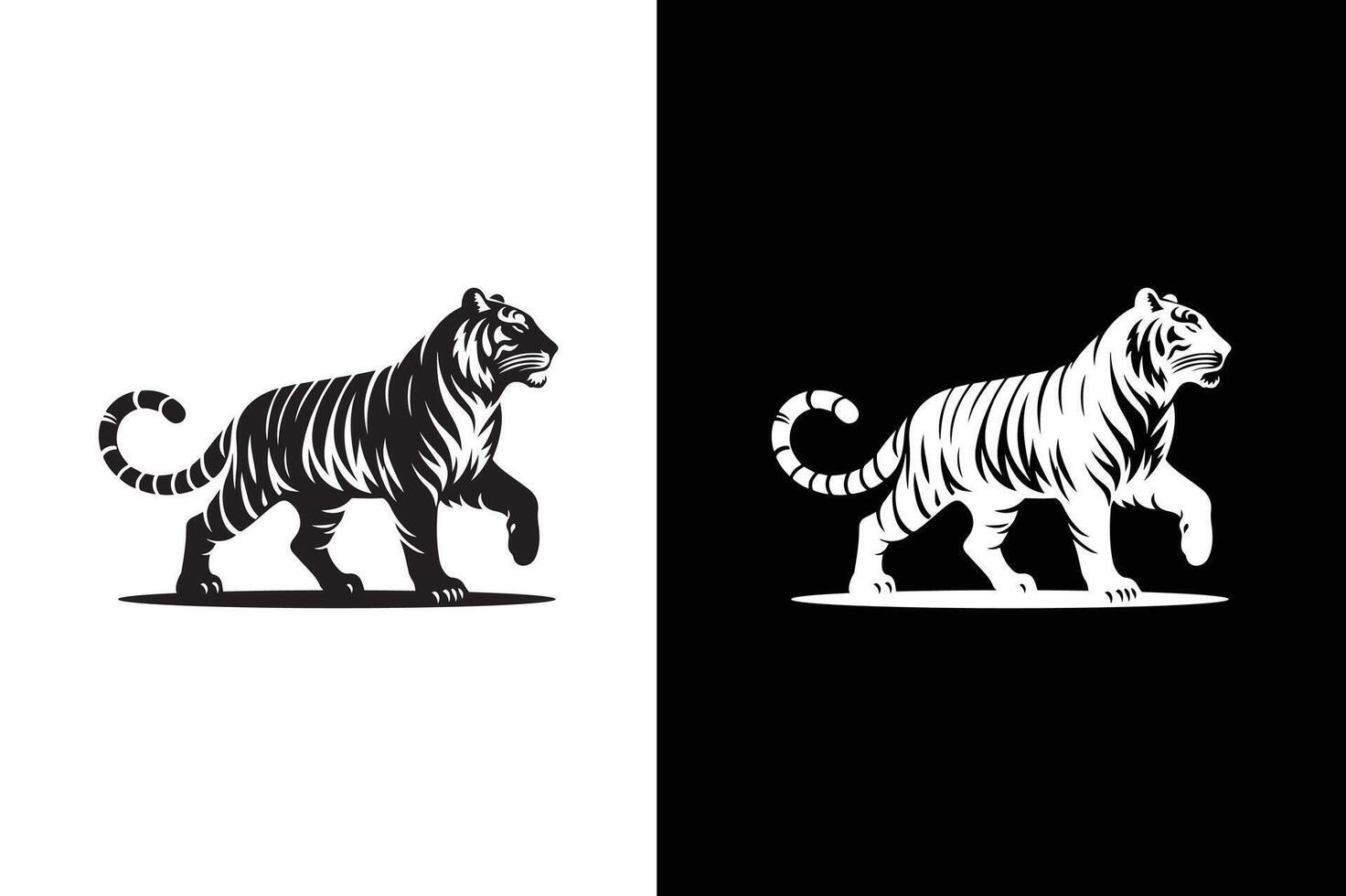 Simple Design icon Silhouette of Tiger Walking . Tiger walking concept illustration vector