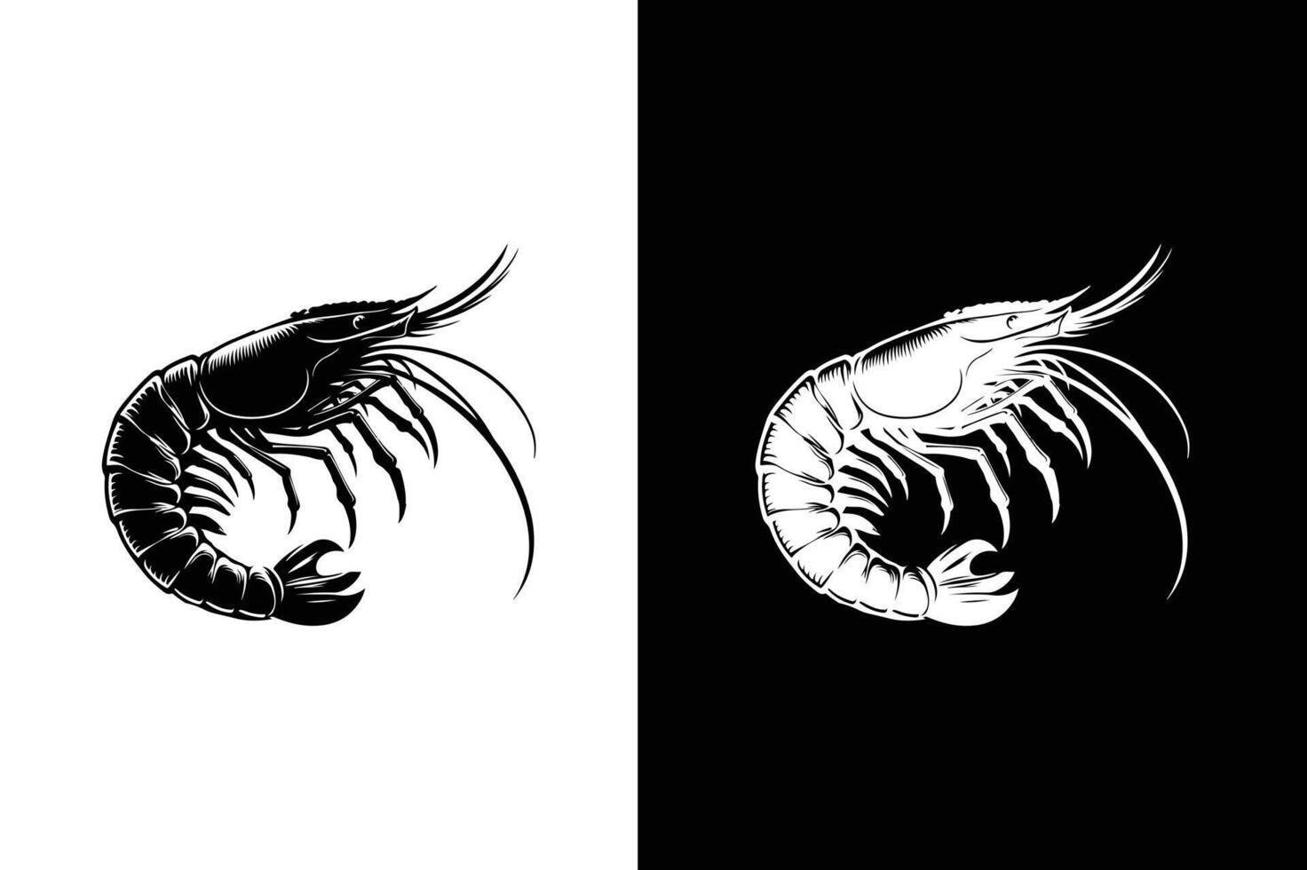 Shrimp silhouette icon. Shrimp silhouette illustration black white vector