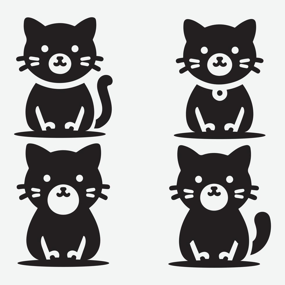 Elegant Cat Silhouette Illustrations Ideal for Animal-Themed Merchandise Creation vector