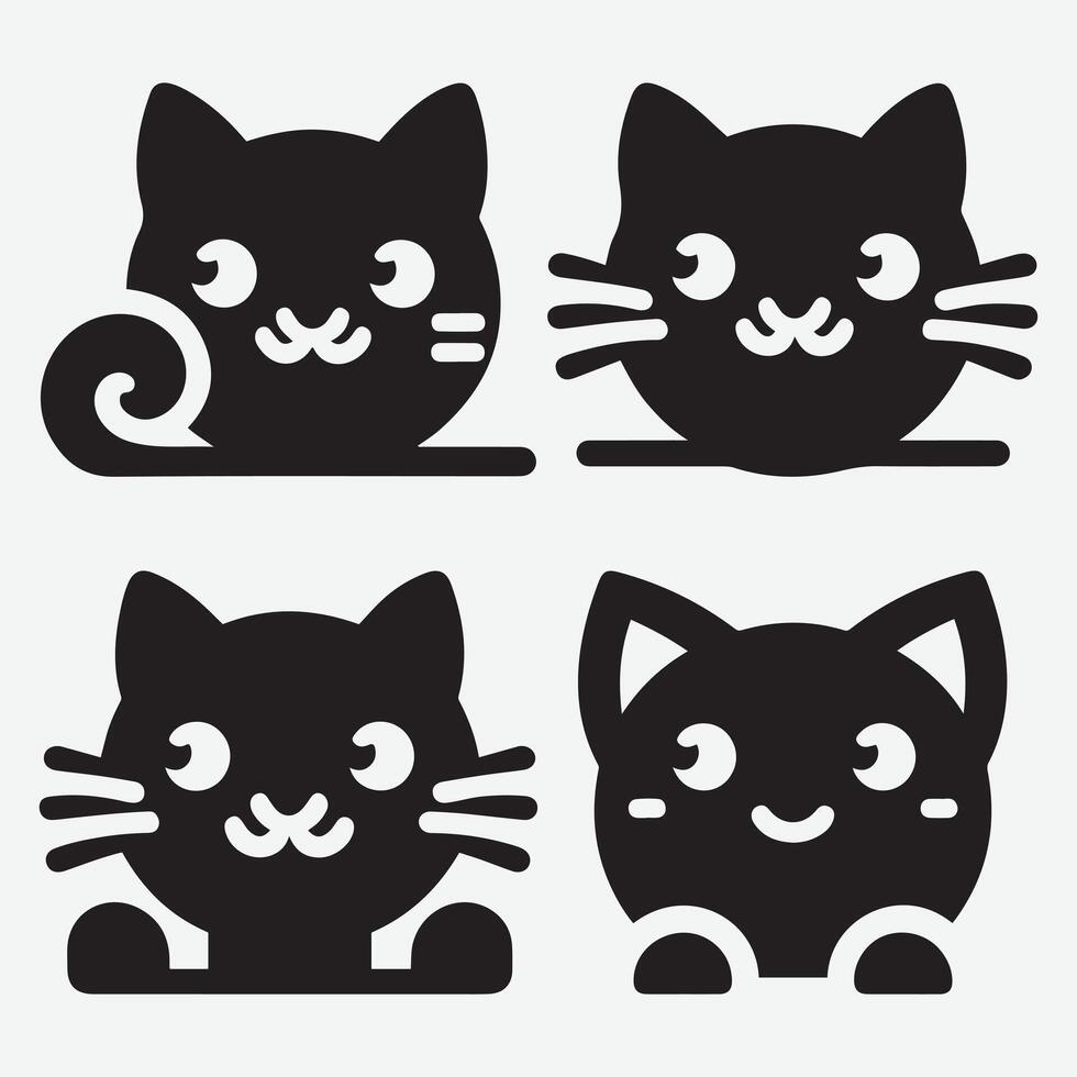 Trendy Cat Face Icons for Unique Pet Merchandise and Branding vector