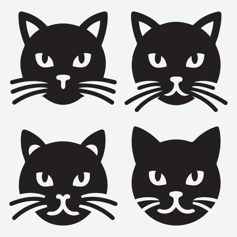 Minimalist Cat Face Logo Bundle for Pet Lovers and Enthusiasts vector