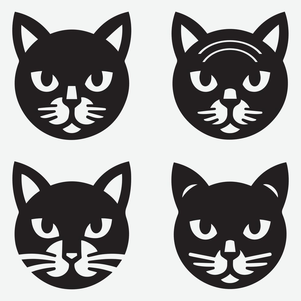 Versatile Cat Head Logos for Various Creative Projects vector