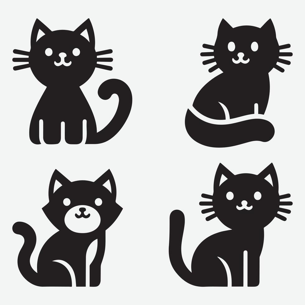 Unique Cat Silhouettes Design Illustrations for Various Design Projects vector