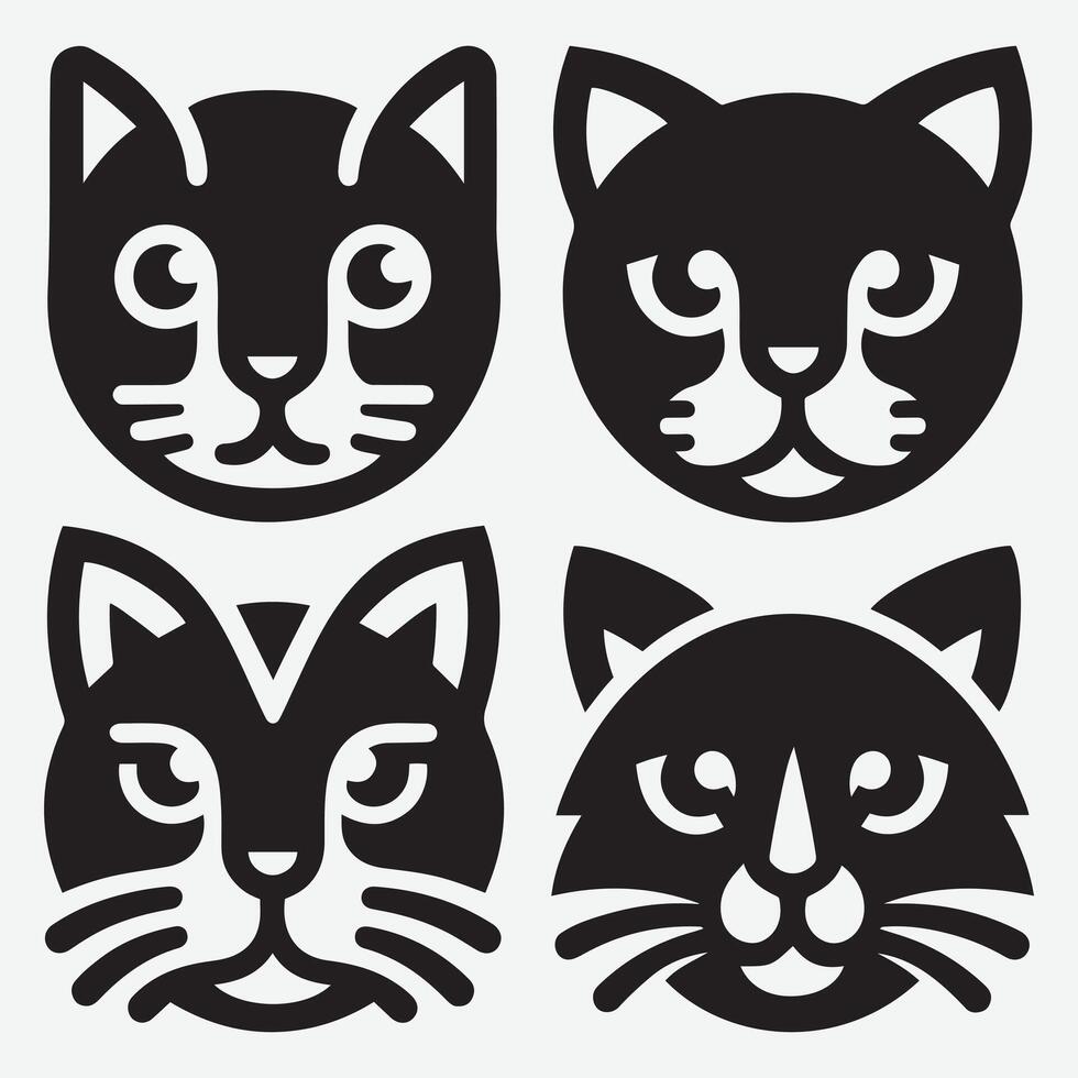 Charming Cat Icon Bundle for Animal Related Graphic Design vector