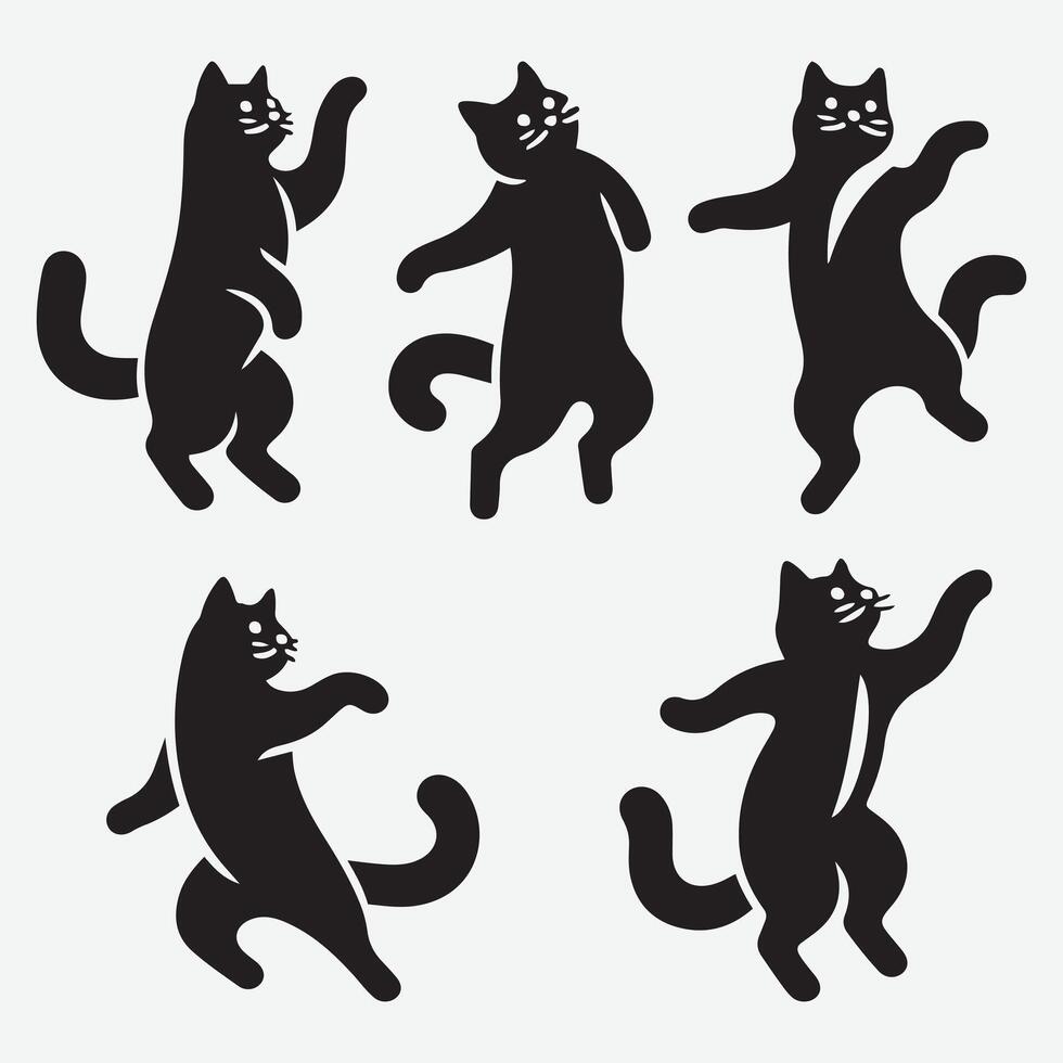 Whimsical Cat Dancing Silhouette Bundle for Fun and Unique Designs vector