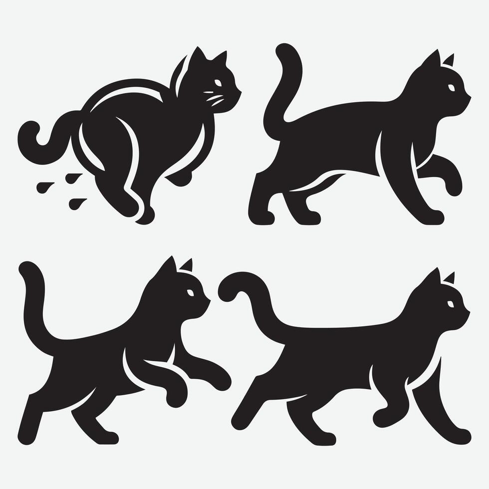 elightful Cat Silhouettes Art Illustrations for Cat Themed Projects vector